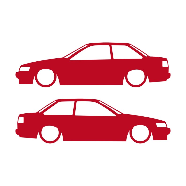 Set van 2 verlaagde autosilhouet-stickers voor Toyota Hilux 2-deurs N50 1988-97 Coupé Rood