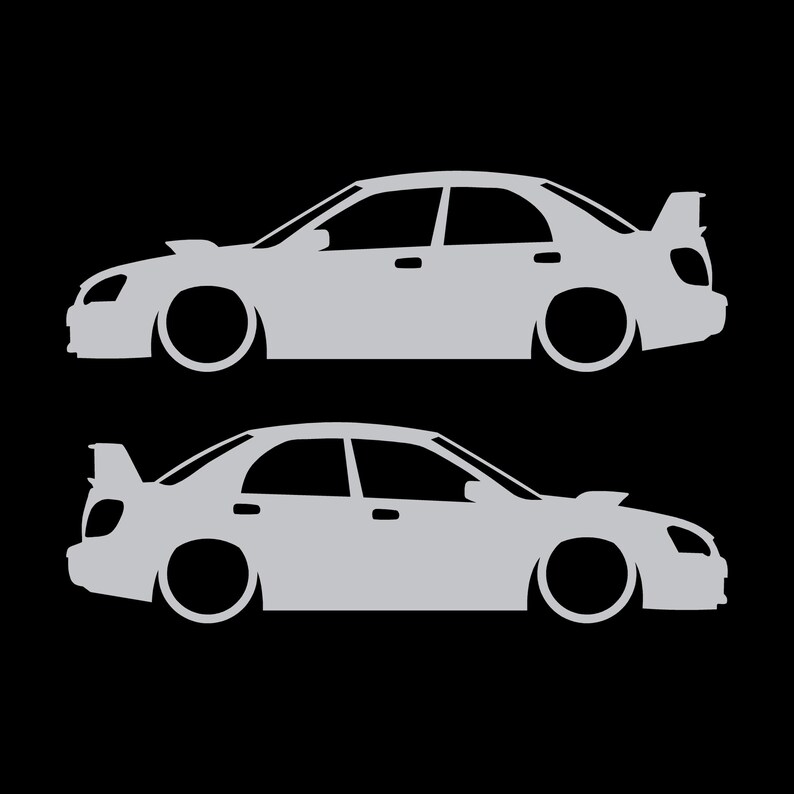 Set Of 2 Car Silhouette Decal Stickers For Subaru Impreza WRX STI 2nd Gen Blob Eye Silver