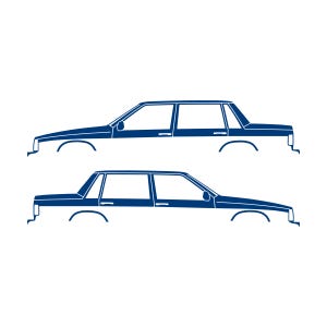 Set Of 2 Car Silhouette Decal Stickers For Volvo 744 Sedan Blue