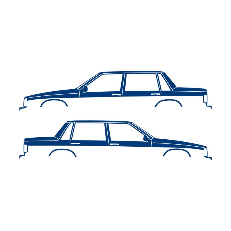 Set Of 2 Car Silhouette Decal Stickers For Volvo 744 Sedan Blue