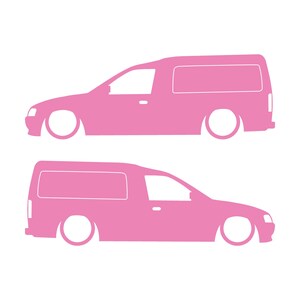 Juego de 2 pegatinas decorativas con silueta de furgoneta rebajada para Ford Escort Mk5 Soft Pink