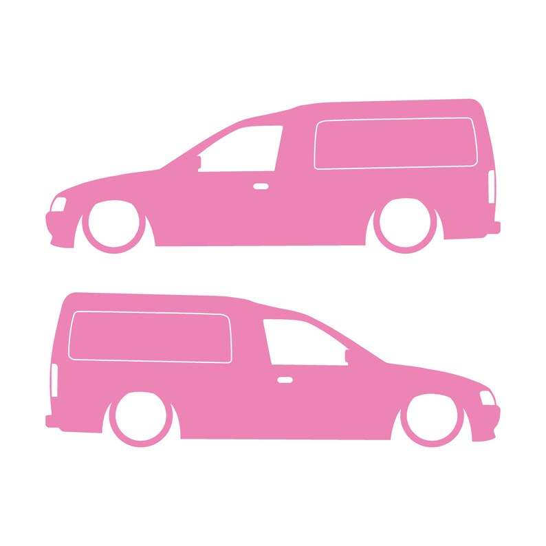 Juego de 2 pegatinas decorativas con silueta de furgoneta rebajada para Ford Escort Mk5 Soft Pink