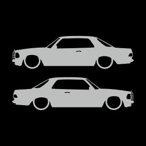 Set van 2 verlaagde auto silhouet stickers voor Mercedes C123 Coupé Light Grey