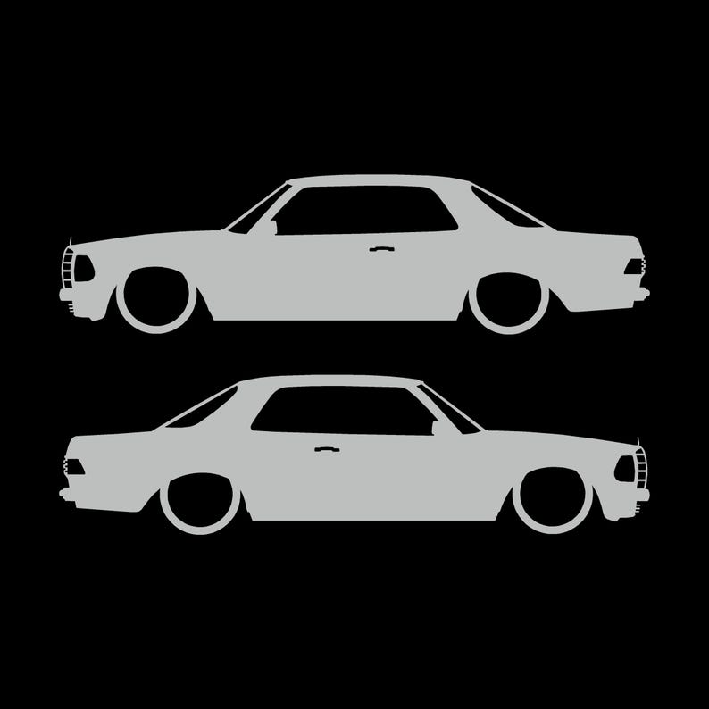 Set van 2 verlaagde auto silhouet stickers voor Mercedes C123 Coupé Light Grey