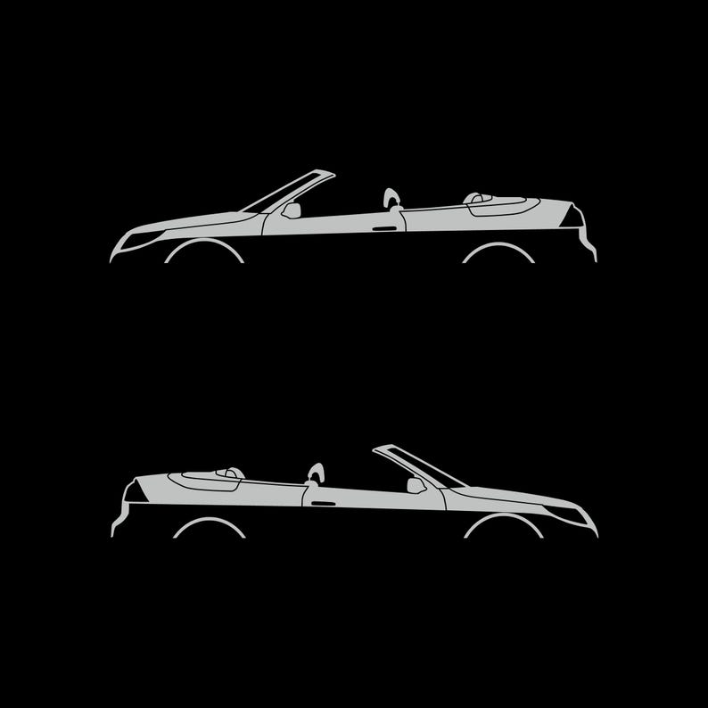 Set Of 2 Car Silhouette Decal Stickers For Saab 9-3 Facelift 2nd Gen Convertible Light Grey