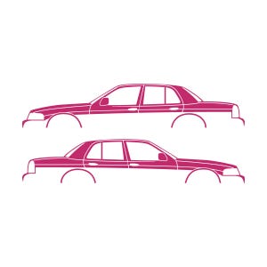 Juego de 2 pegatinas con silueta de coche para Ford Crown Victoria de 2.ª generación Rosa