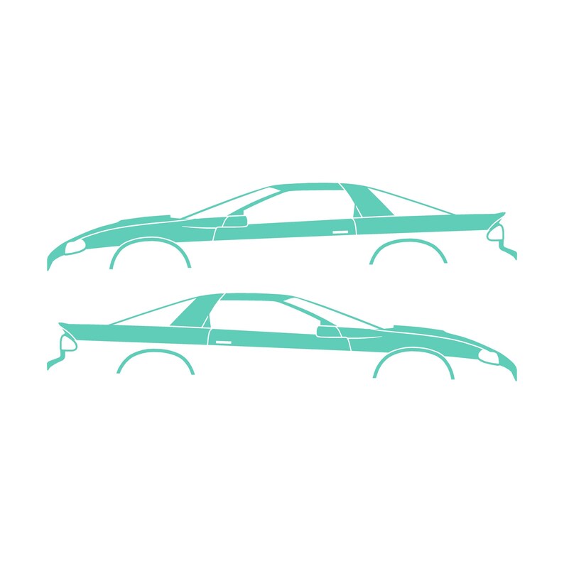 Set Of 2 Car Silhouette Decal Stickers For Chevrolet Camaro SS 4th Gen 1998-2002 Coupe Mint