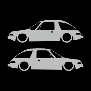 Juego de 2 pegatinas decorativas con silueta de coche rebajado para AMC Pacer Classic Light Grey