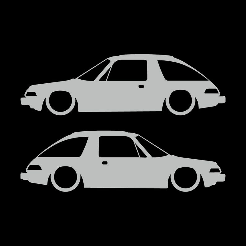 Juego de 2 pegatinas decorativas con silueta de coche rebajado para AMC Pacer Classic Light Grey
