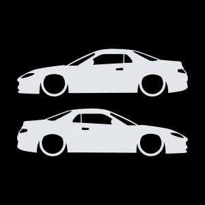Set di 2 adesivi con silhouette di auto ribassate per Mitsubishi FTO immagine 3