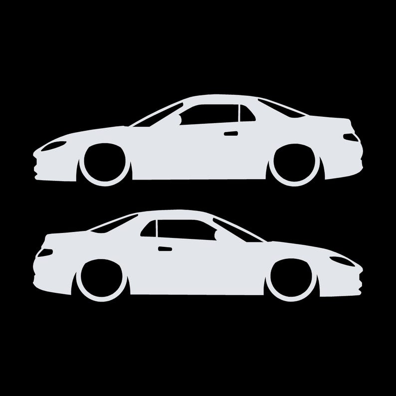 Set di 2 adesivi con silhouette di auto ribassate per Mitsubishi FTO immagine 3