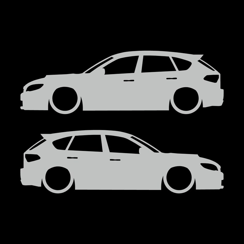 Conjunto de 2 adesivos com silhueta de carro rebaixado para Subaru Impreza WRX STI 3ª geração Hatchback GH Light Grey