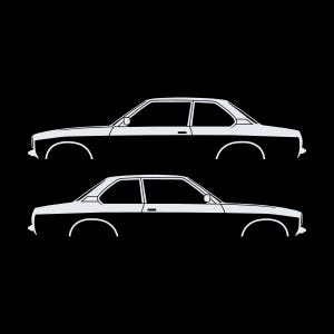 Set Of 2 Car Silhouette Decal Stickers For Opel Ascona B 4-Door Sedan White