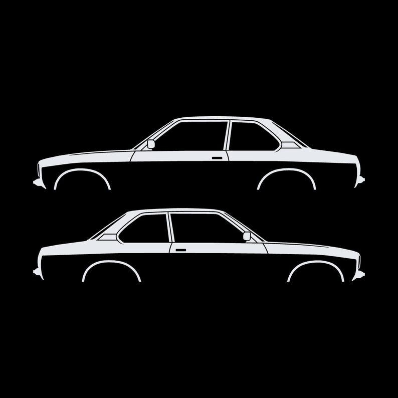 Set Of 2 Car Silhouette Decal Stickers For Opel Ascona B 4-Door Sedan White
