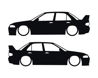 Set Of 2 Car Silhouette Decal Stickers For Mitsubishi Evo 5 6 Evolution