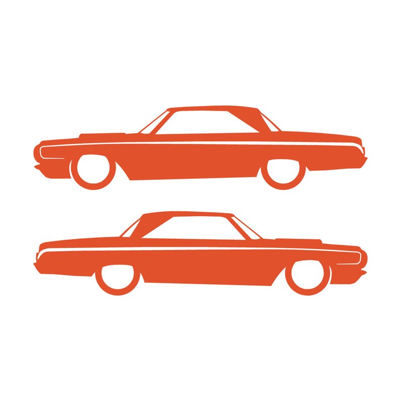 Set Of 2 Car Silhouette Decal Stickers For 1964 Dodge Polara Max Wedge 2-door Hardtop Coupe Orange