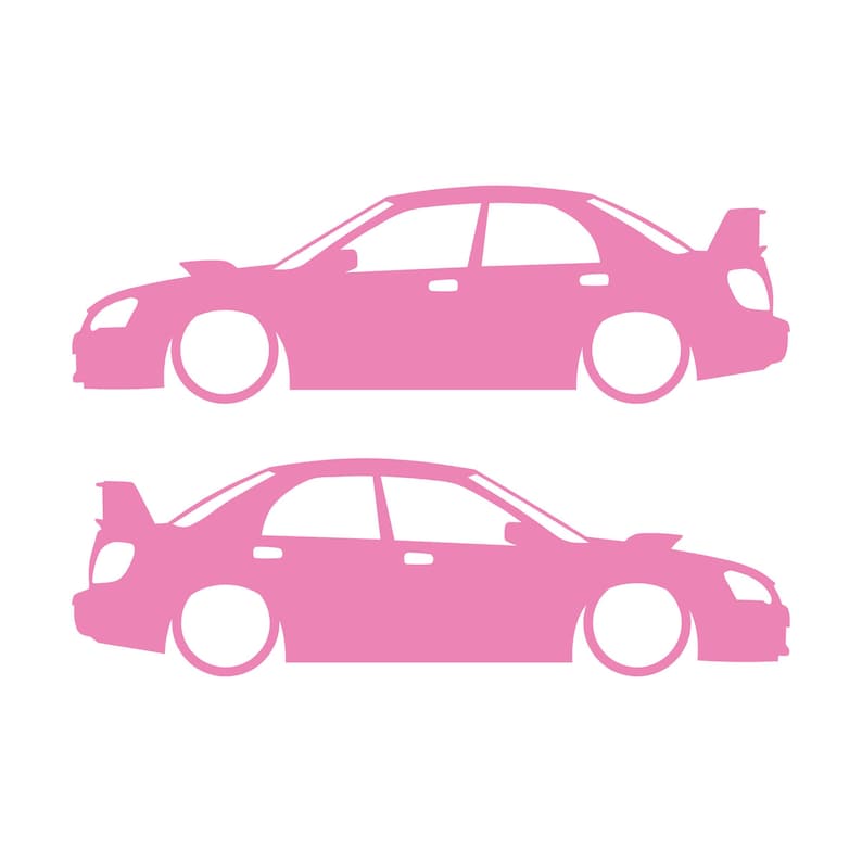 Ensemble de 2 autocollants silhouette de voiture abaissée pour Subaru Impreza WRX 2e génération BLOB EYE Soft Pink