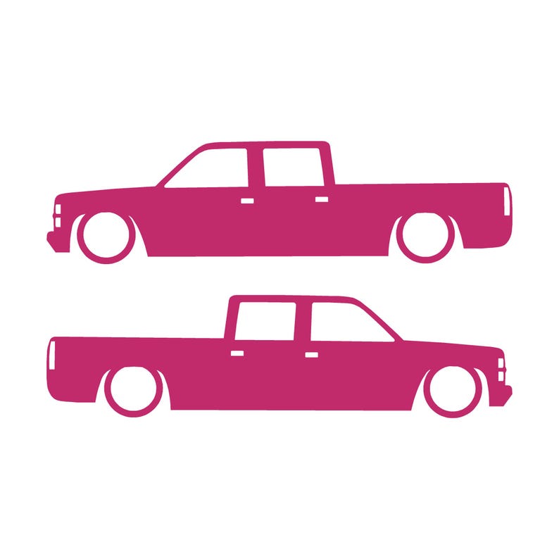 Set mit 2 Aufklebern für tiefergelegte Fahrzeuge für Chevrolet Silverado C1500 Crew Cab 1987-98 Rosa
