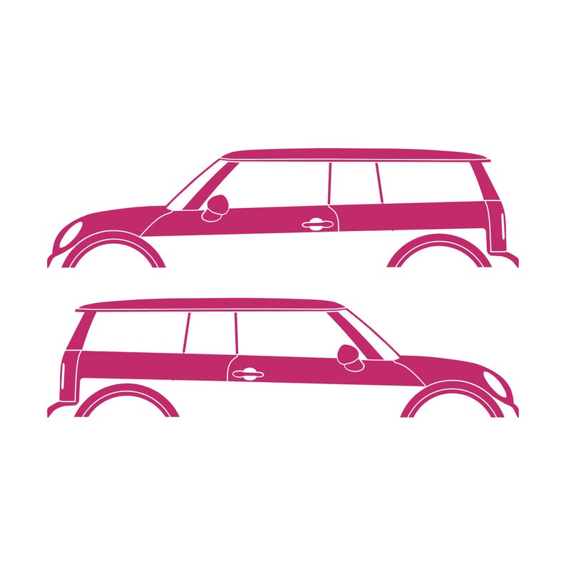Set Of 2 Car Silhouette Decal Stickers For Mini Clubman R55 - 1st Gen 2007-14 Pink