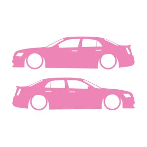 Juego de 2 pegatinas con silueta de coche rebajado para Chrysler 300 SRT de segunda generación. Soft Pink