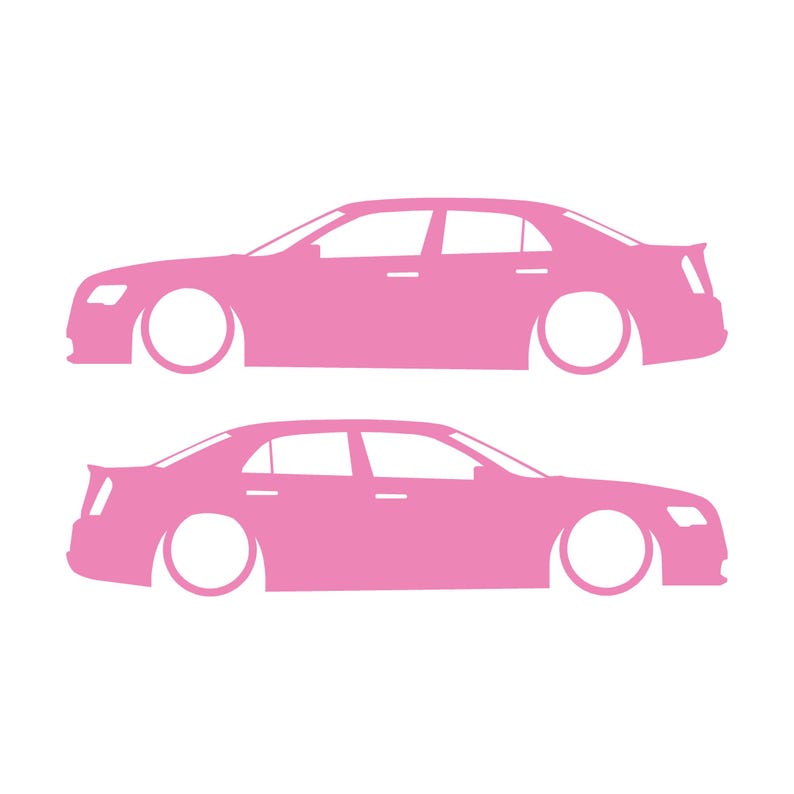 Juego de 2 pegatinas con silueta de coche rebajado para Chrysler 300 SRT de segunda generación. Soft Pink