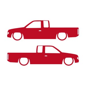Set Of 2 Lowered Truck Silhouette Decal Stickers For Nissan Hardbody Ext Cab D21 Pickup Red