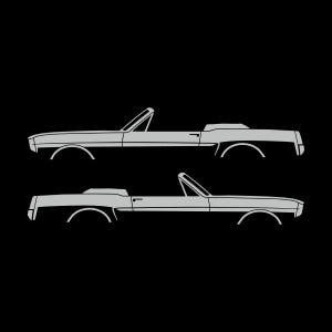 Set Of 2 Car Silhouette Decal Stickers For 1964-66 Ford Mustang Convertible Light Grey