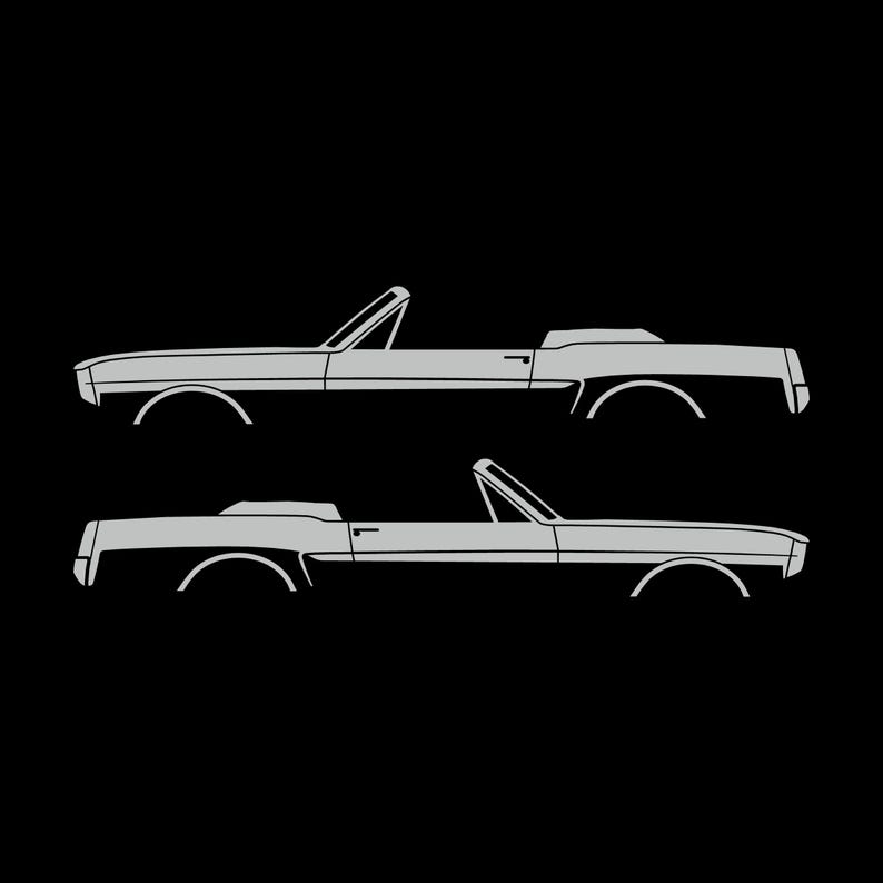 Set Of 2 Car Silhouette Decal Stickers For 1964-66 Ford Mustang Convertible Light Grey