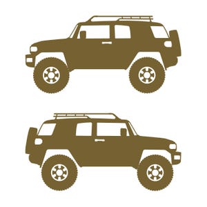 Set Of 2 Lifted Car Silhouette Decal Stickers For Toyota FJ Cruiser Gold