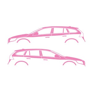 Set Of 2 Car Silhouette Decal Stickers For Volvo V60 2011-18 1st Gen Soft Pink