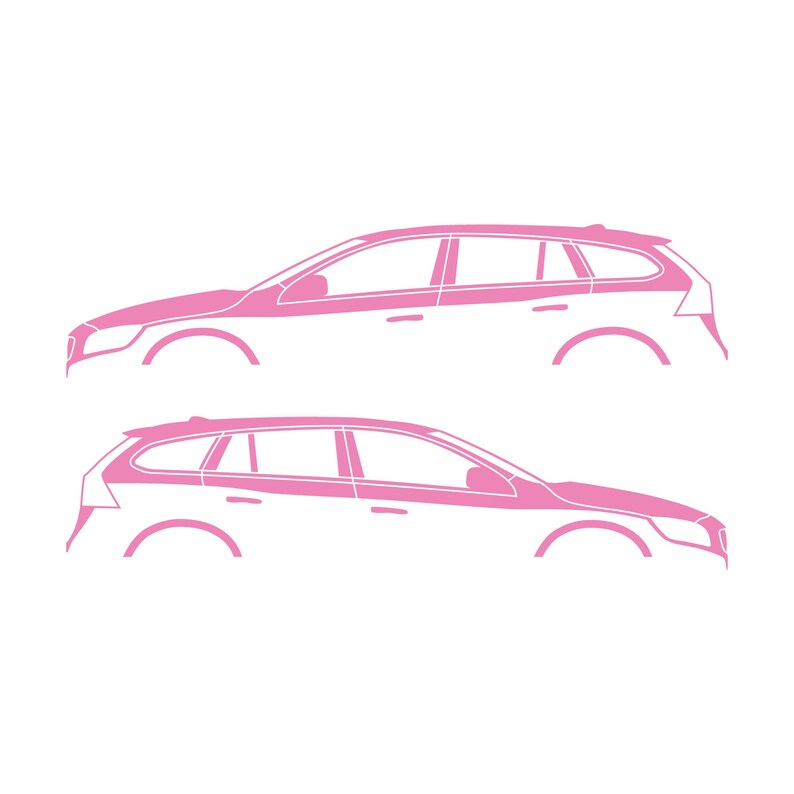 Set Of 2 Car Silhouette Decal Stickers For Volvo V60 2011-18 1st Gen Soft Pink