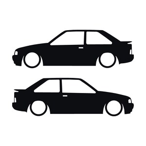 Set Of 2 Car Silhouette Decal Stickers For Ford Escort Mk4 RS Turbo XR3i Black