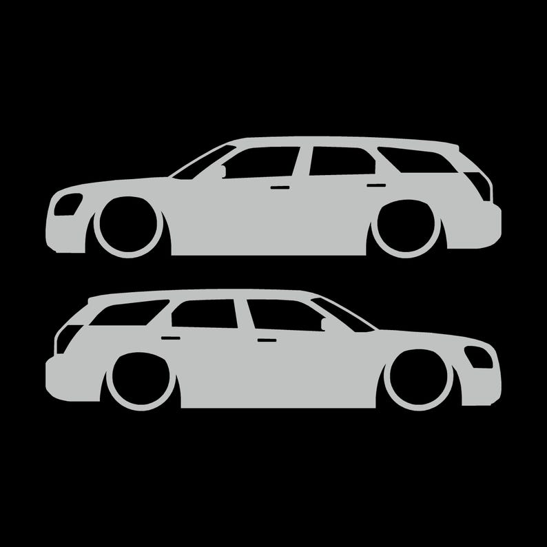 Set med 2 sänkta silhuettdekaler för Dodge Magnum Light Grey