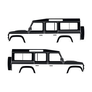 Juego de 2 pegatinas con silueta de coche para Land Rover Defender 110 Classic Wagon Negro