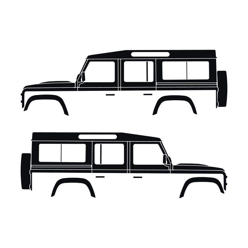 Juego de 2 pegatinas con silueta de coche para Land Rover Defender 110 Classic Wagon Negro