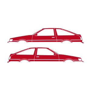Set Of 2 Car Silhouette Decal Stickers For Toyota AE86 Corolla Levin Hatchback Red