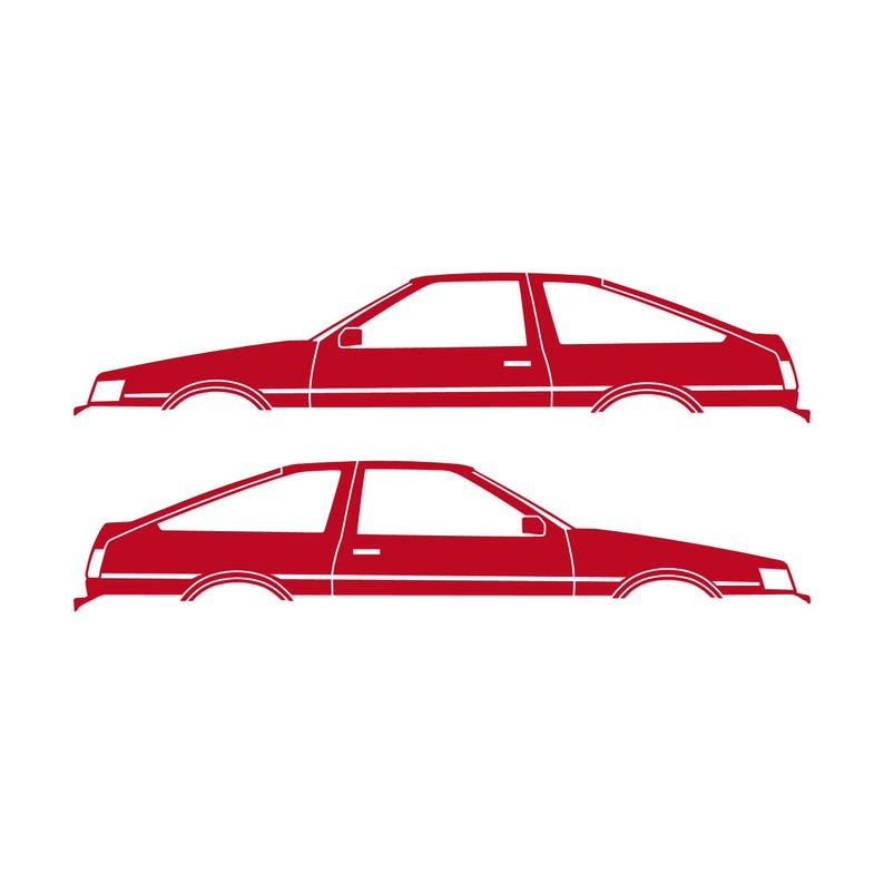 Set Of 2 Car Silhouette Decal Stickers For Toyota AE86 Corolla Levin Hatchback Red