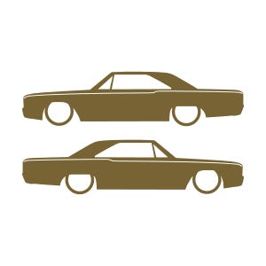 Set med 2 silhuettdekaler för Dodge Dart 4:e generationen 1967-69 Classic Hardtop Coupe Guld
