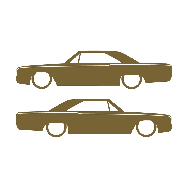Set med 2 silhuettdekaler för Dodge Dart 4:e generationen 1967-69 Classic Hardtop Coupe Guld