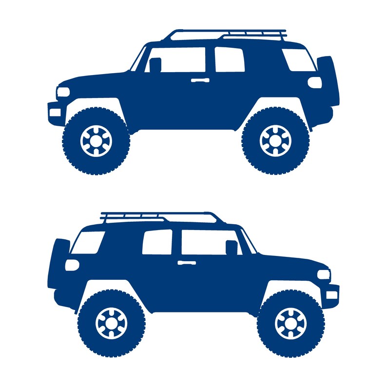 Set Of 2 Lifted Car Silhouette Decal Stickers For Toyota FJ Cruiser Blue