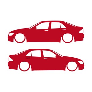 Set Of 2 Lowered Car Silhouette Decal Stickers For Toyota Altezza Red