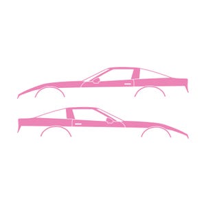 Set Of 2 Car Silhouette Decal Stickers For Chevrolet Corvette C4 Coupe Soft Pink