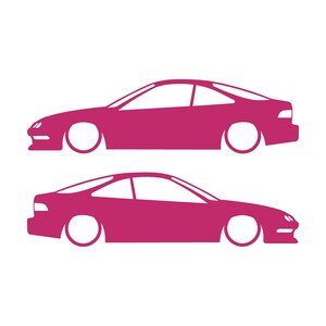 Set mit 2 Aufklebern für tiefergelegte Fahrzeuge für Acura Integra DC2 Coupé der 3. Generation Rosa