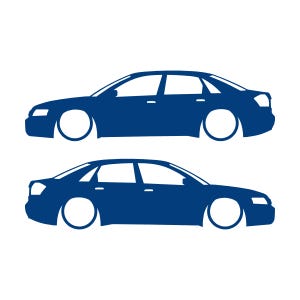 Set Of 2 Lowered Car Silhouette Decal Stickers For Audi A4 S6 B6 Saloon Sedan Blue
