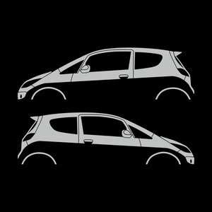 Set Of 2 Car Silhouette Decal Stickers For Mitsubishi Colt CZT Light Grey