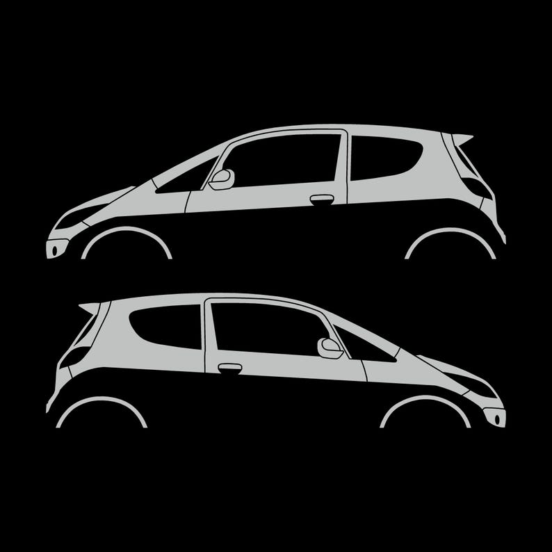 Set Of 2 Car Silhouette Decal Stickers For Mitsubishi Colt CZT Light Grey