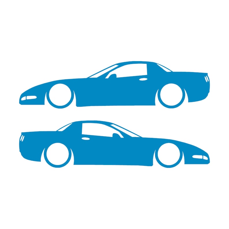 Juego de 2 pegatinas decorativas con silueta de coche rebajado para Chevrolet Corvette C5 Z06 Hardtop Coupé Light Blue