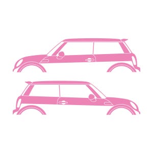 Set Of 2 Car Silhouette Decal Stickers For Mini Cooper S R56 - Mk2 - 2nd Gen Soft Pink