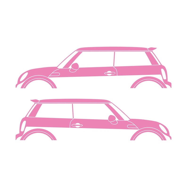 Set Of 2 Car Silhouette Decal Stickers For Mini Cooper S R56 - Mk2 - 2nd Gen Soft Pink