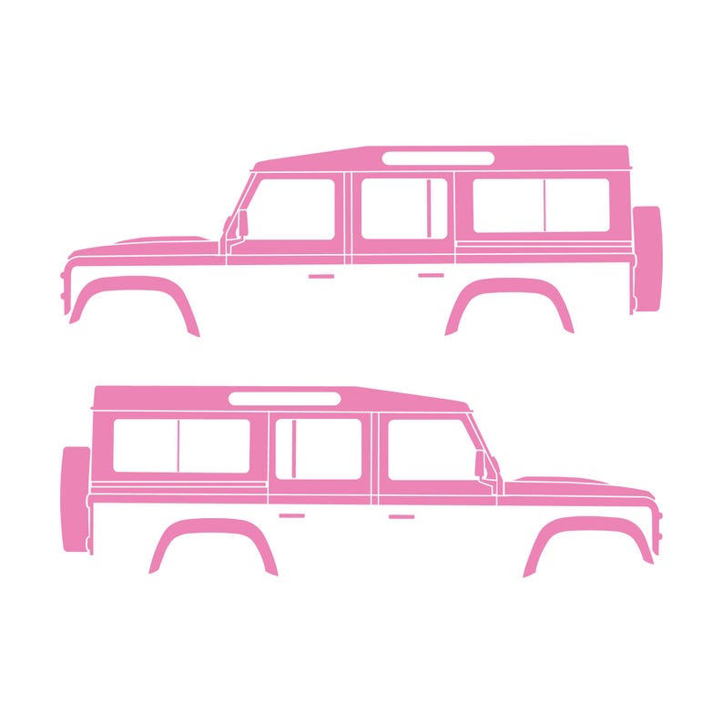 Juego de 2 pegatinas con silueta de coche para Land Rover Defender 110 Classic Wagon Soft Pink